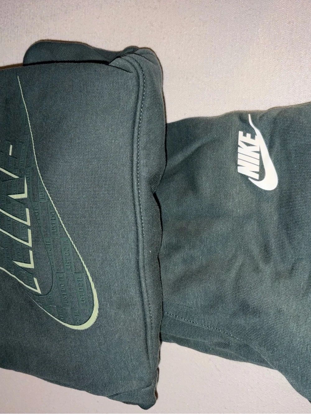 Nike Kids Matching Hoodie & Jogger Set - Light Gray and Dark Green